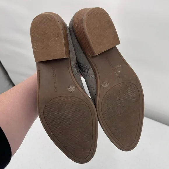 lucky brand follia gray perforated pointed toe ankle boots - Picture 6 of 10